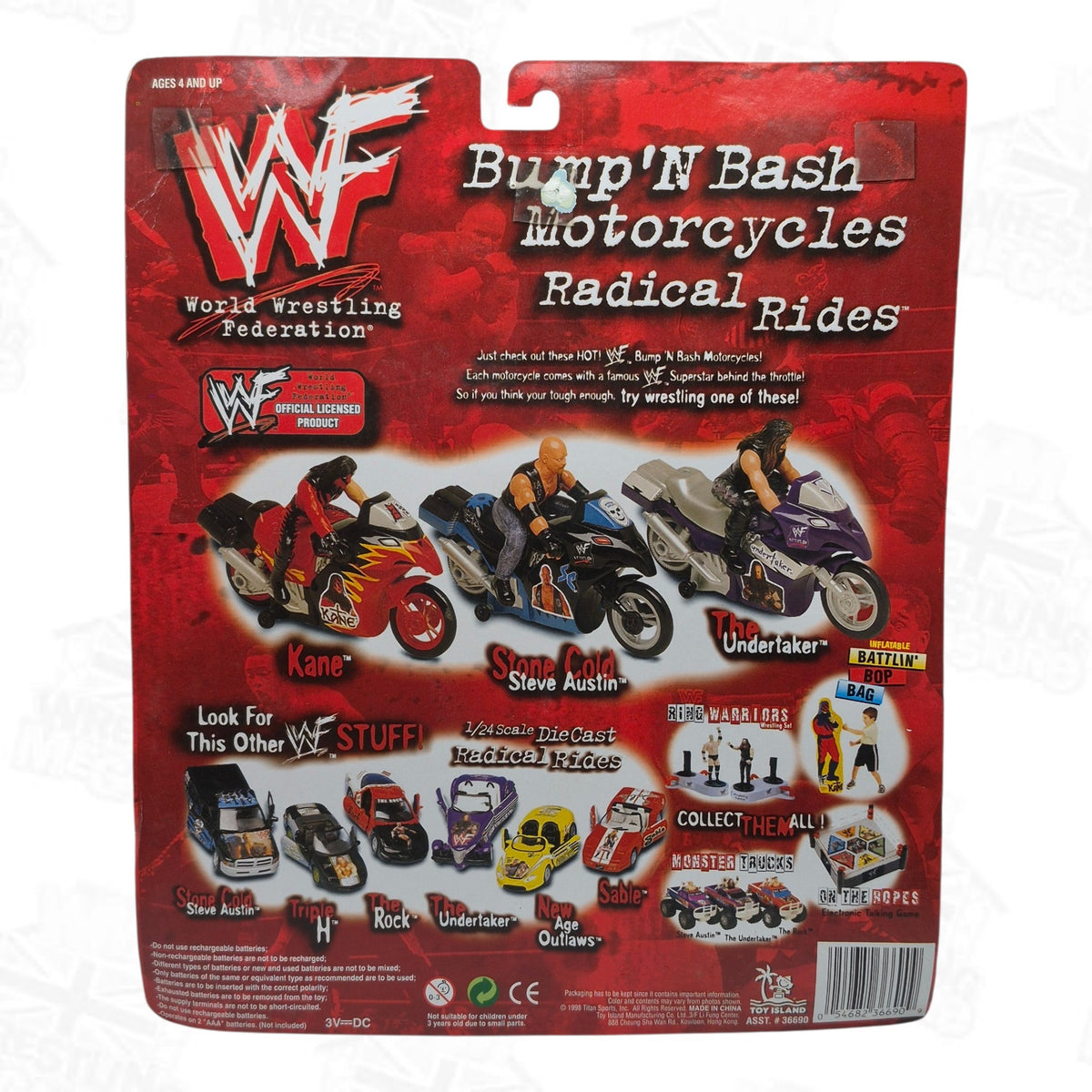 WWF TOY ISLAND RADICAL RIDES BUMP N' BASH MOTORCYCLES STONE COLD