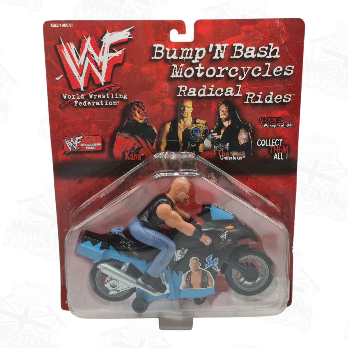 WWF TOY ISLAND RADICAL RIDES BUMP N' BASH MOTORCYCLES STONE COLD