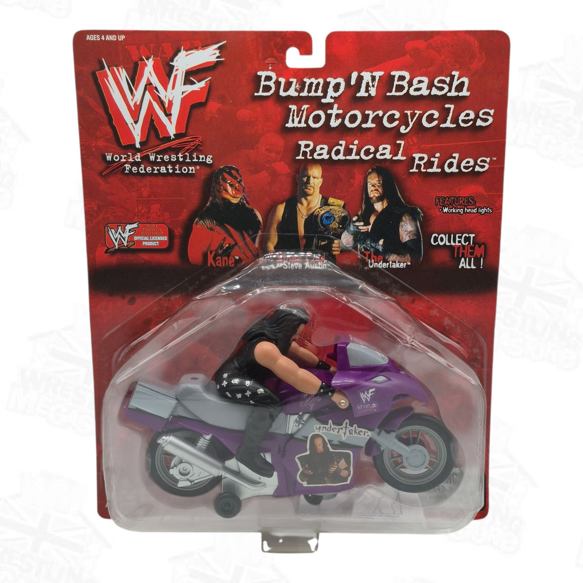 WWF TOY ISLAND RADICAL RIDES BUMP N' BASH MOTORCYCLES UNDERTAKER
