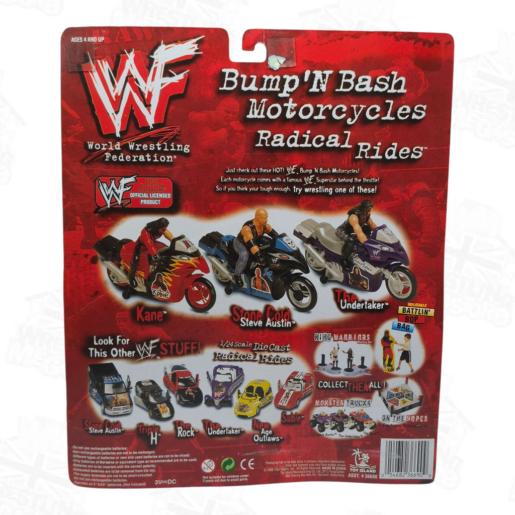 WWF TOY ISLAND RADICAL RIDES BUMP N' BASH MOTORCYCLES KANE