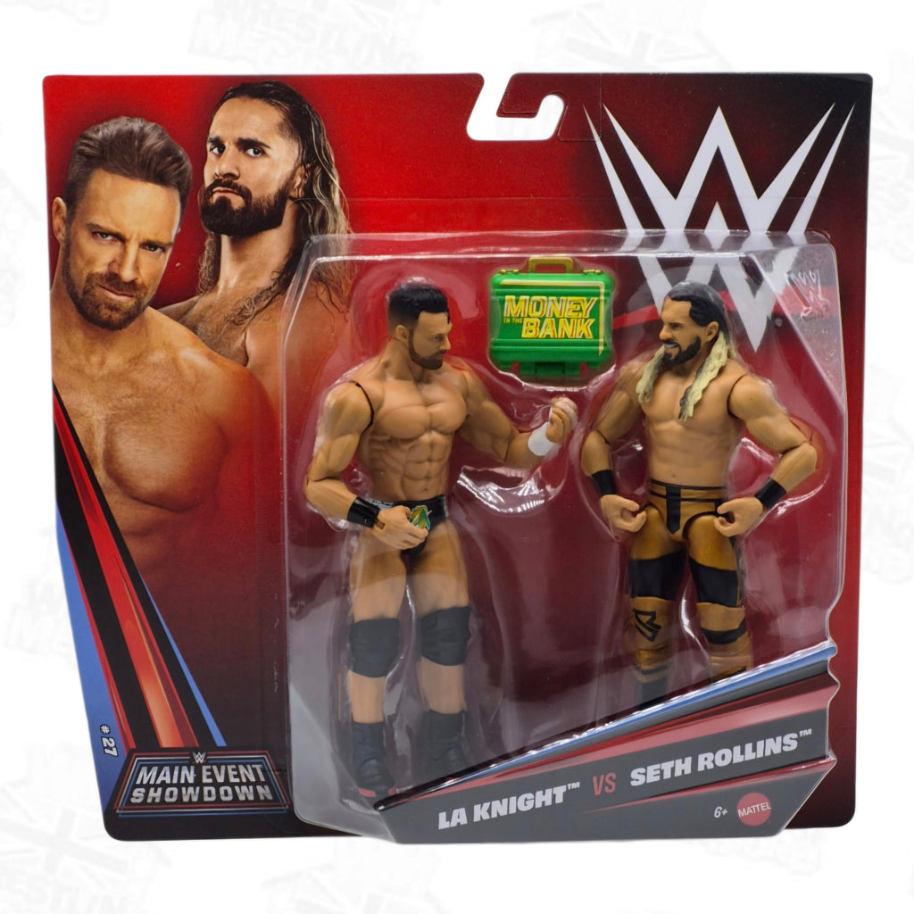 WWE MATTEL MAIN EVENT SHOWDOWN SERIES 27 LA KNIGHT & SETH ROLLINS