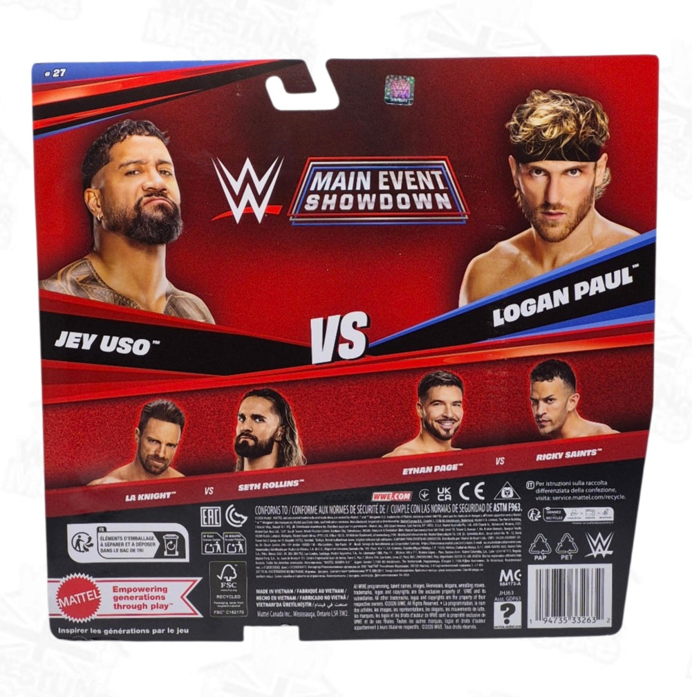 WWE MATTEL MAIN EVENT SHOWDOWN SERIES 27 JEY USO & LOGAN PAUL