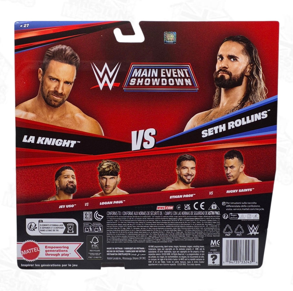 WWE MATTEL MAIN EVENT SHOWDOWN SERIES 27 LA KNIGHT & SETH ROLLINS